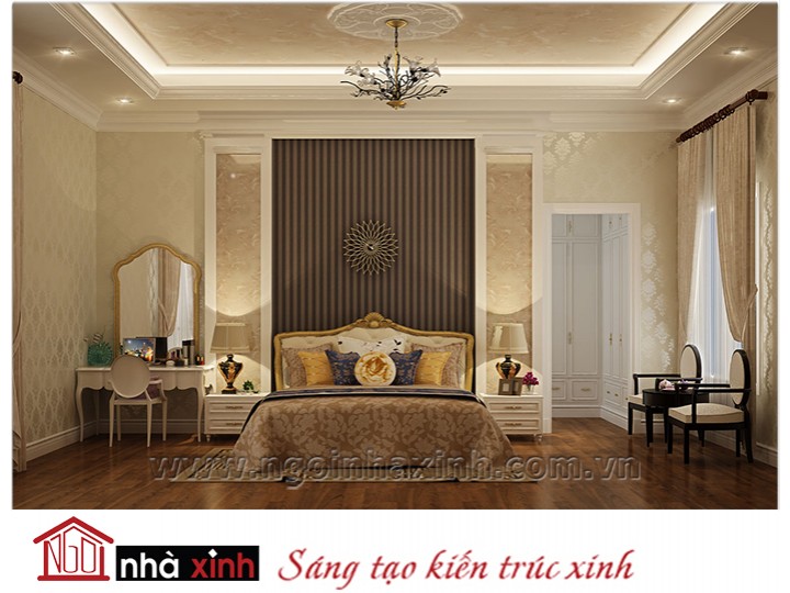 Mẫu nội thất cao cấp phòng ngủ cổ điển đẹp NNX-PNCĐ-012