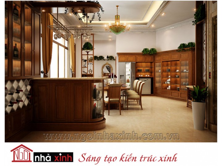 Mẫu nội thất  cao cấp phòng bếp cổ điển đẹp NNX-BCĐ04